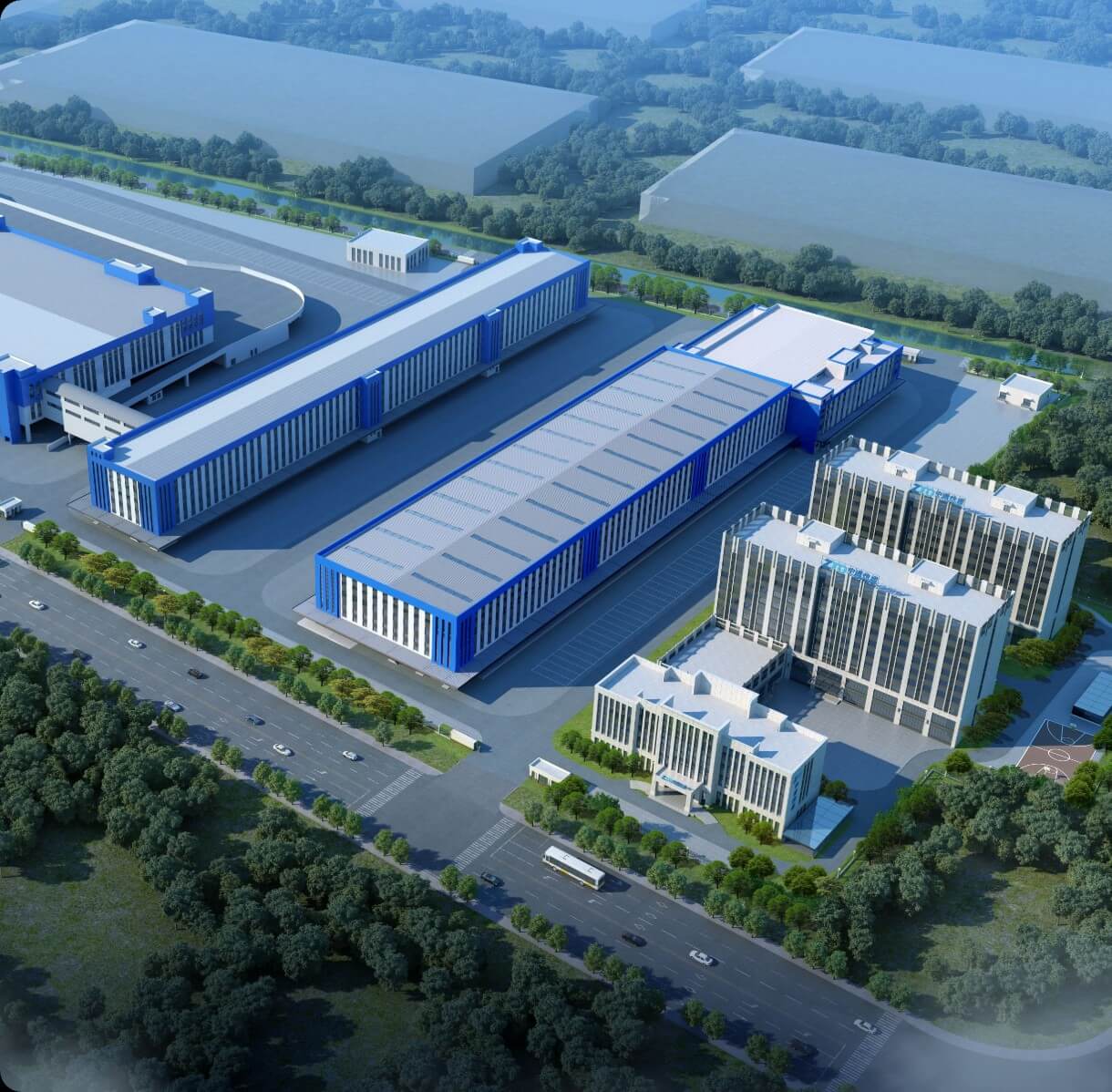 快递物流园区的三维实景图